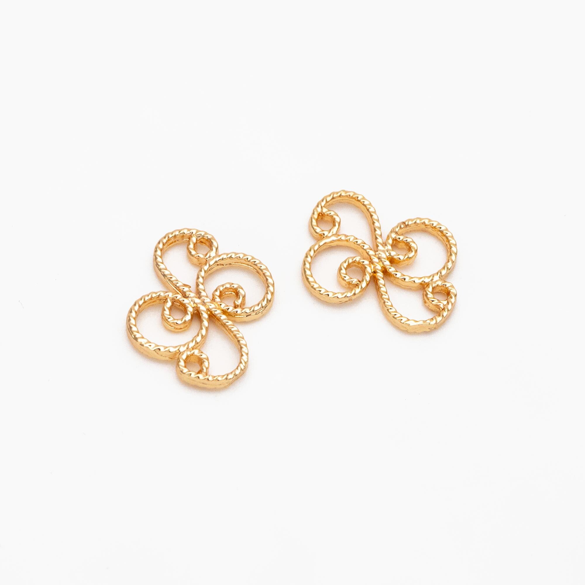 10pcs Gold Filigree Flower Charm Pendants, Gold plated Brass, Jewelry Making, Diy Material, Jewelry Supplies (GB-114)